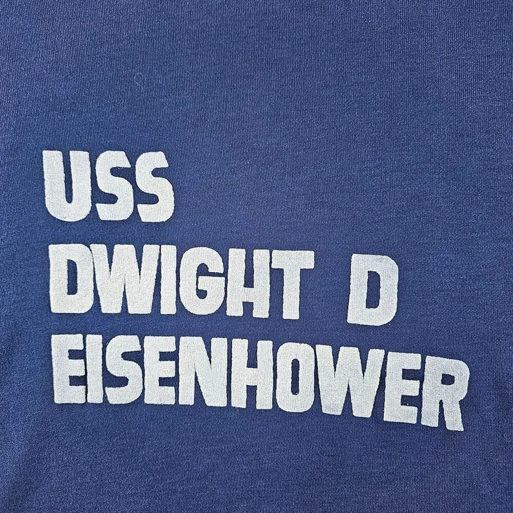 USS Dwight D Eisenhower Shirt Mens Small Blue 90s Navy CVN-69 Aircraft Carrier